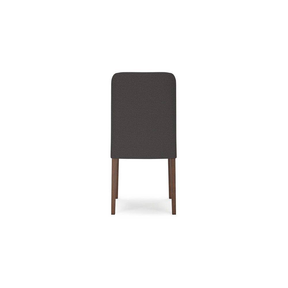Benjara Jeyn Dining Side Chair Set of 2, Solid Wood, Charcoal Gray Polyester
