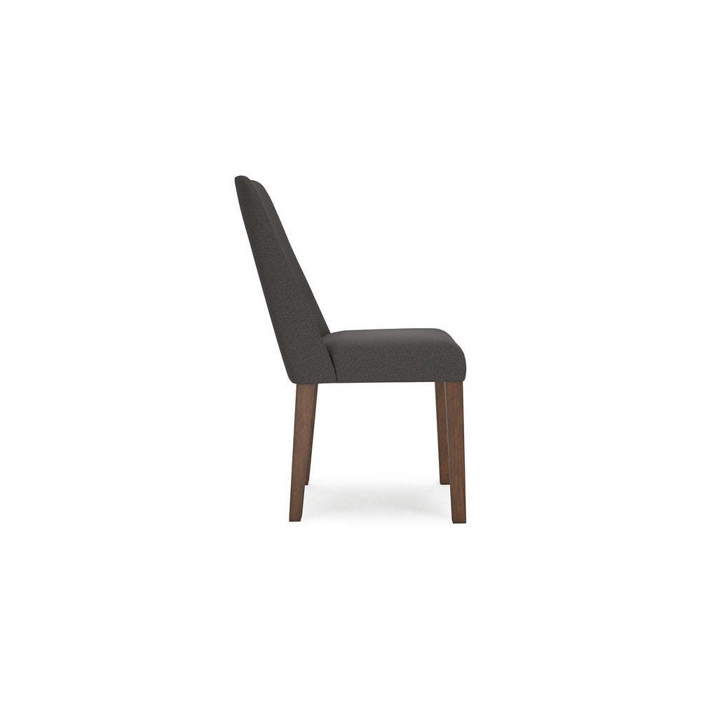 Benjara Jeyn Dining Side Chair Set of 2, Solid Wood, Charcoal Gray Polyester