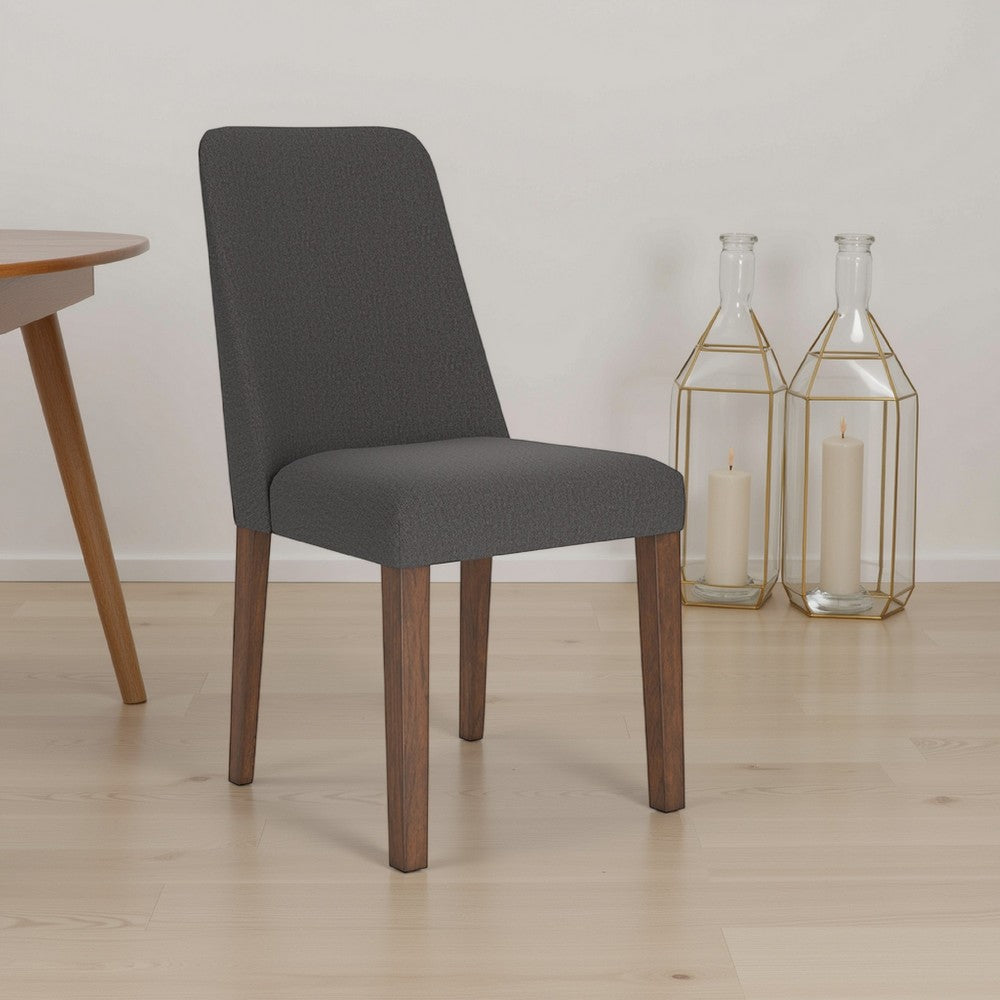 Benjara Jeyn Dining Side Chair Set of 2, Solid Wood, Charcoal Gray Polyester