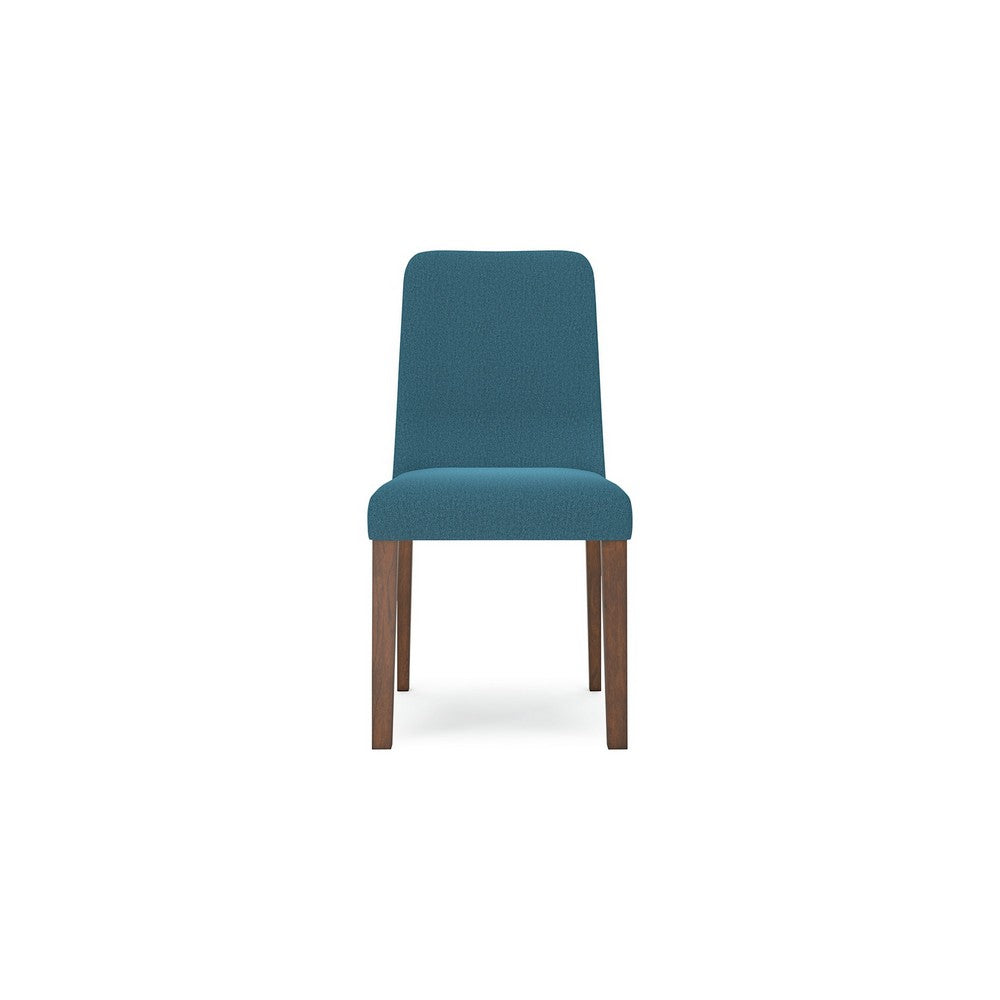 Benjara Jeyn Dining Side Chair Set of 2, Solid Hardwood, Blue Polyester Fabric