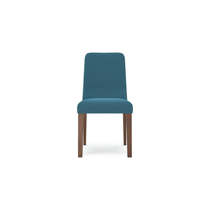 Benjara Jeyn Dining Side Chair Set of 2, Solid Hardwood, Blue Polyester Fabric