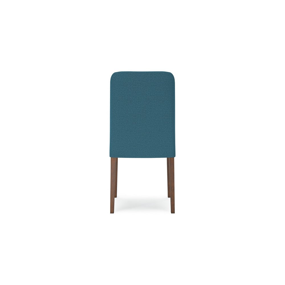 Benjara Jeyn Dining Side Chair Set of 2, Solid Hardwood, Blue Polyester Fabric
