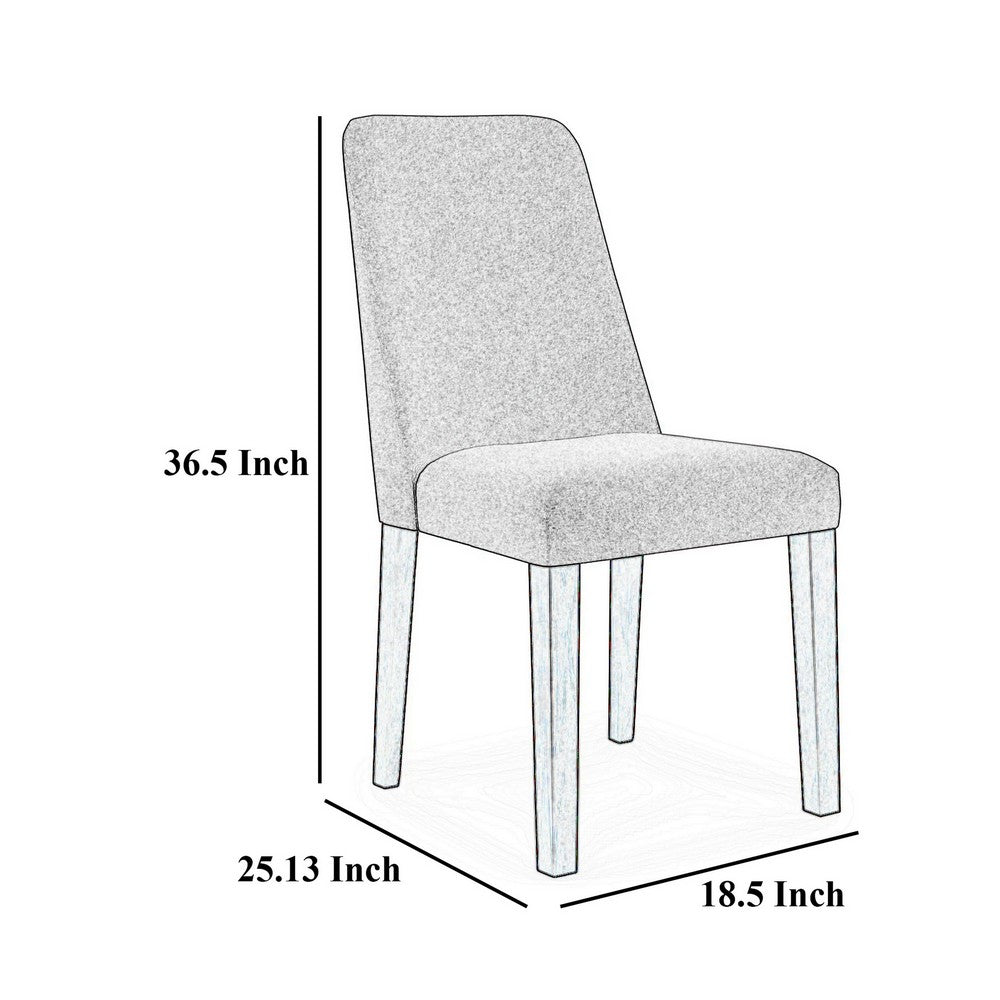 Benjara Jeyn Dining Side Chair Set of 2, Solid Hardwood, Blue Polyester Fabric