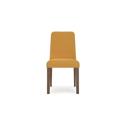 Benjara Jeyn Dining Side Chair Set of 2, Solid Hardwood, Yellow Polyester
