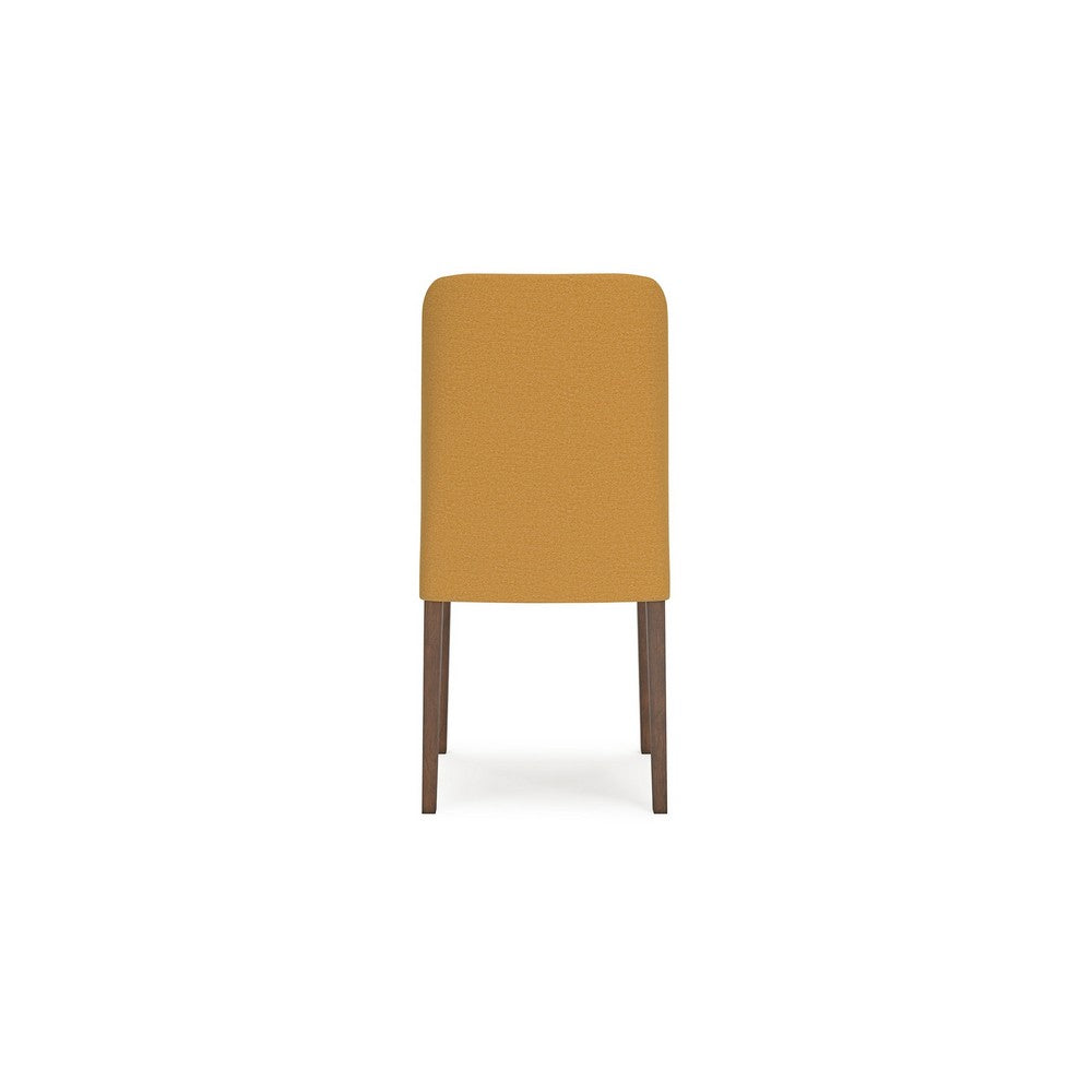 Benjara Jeyn Dining Side Chair Set of 2, Solid Hardwood, Yellow Polyester