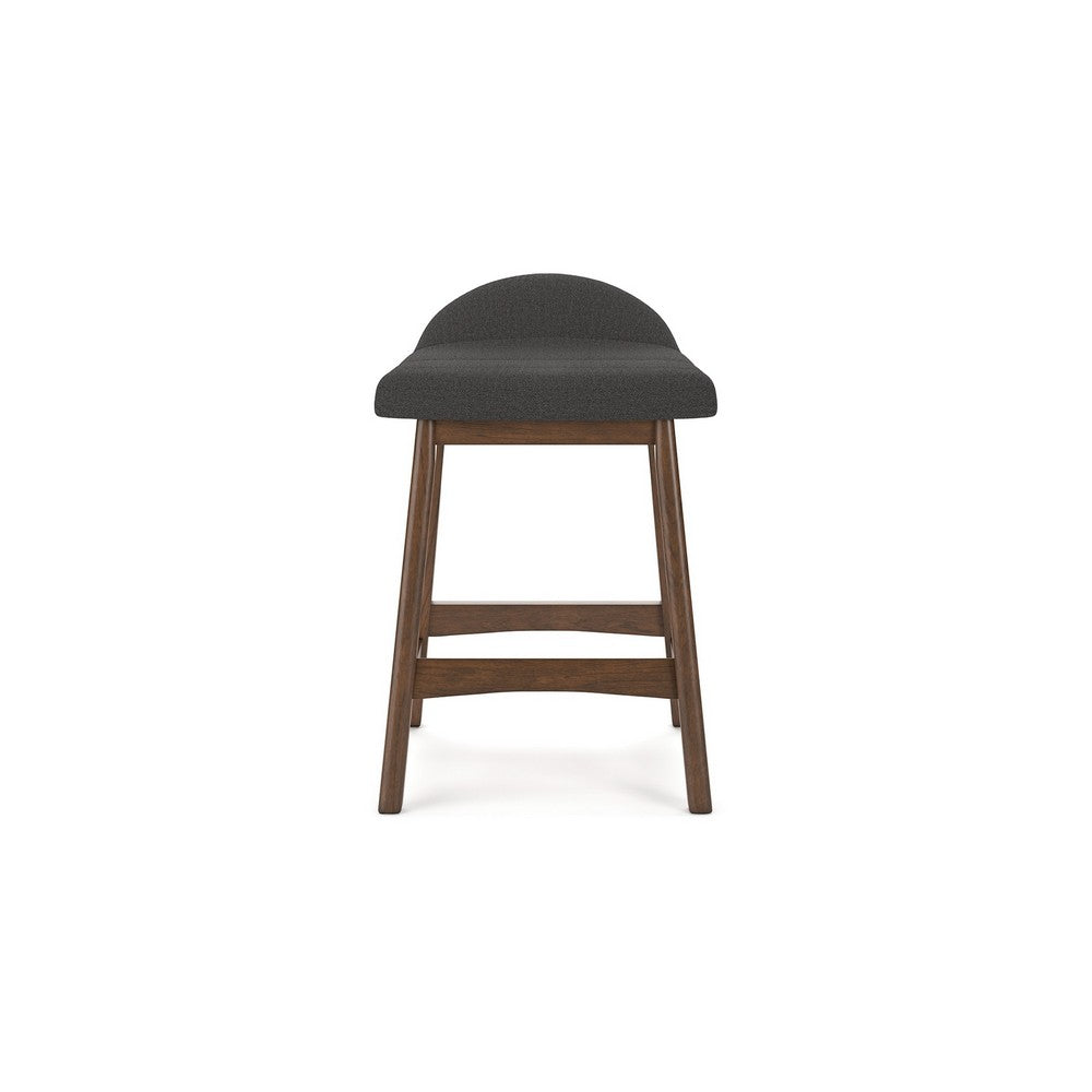 Benjara Jeyn Counter Stool with Footrest Set of 2, Brown Wood, Charcoal Gray