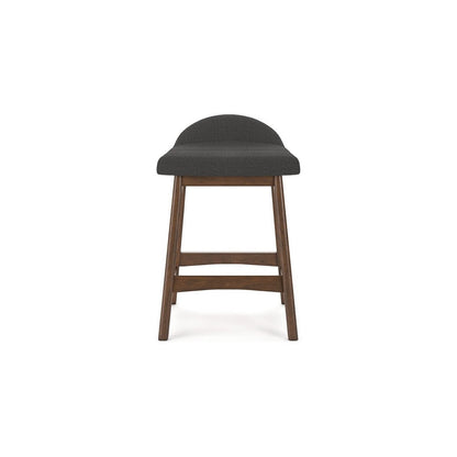 Benjara Jeyn Counter Stool with Footrest Set of 2, Brown Wood, Charcoal Gray