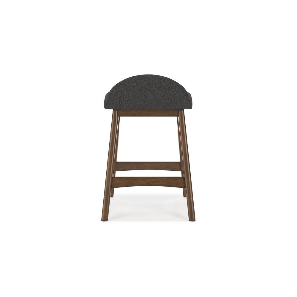 Benjara Jeyn Counter Stool with Footrest Set of 2, Brown Wood, Charcoal Gray