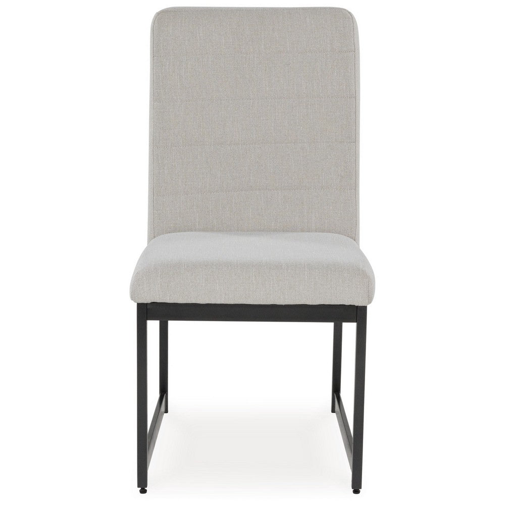 Benjara Myka Dining Side Chair Set of 2, Modern Sled Legs, Gray Polyester