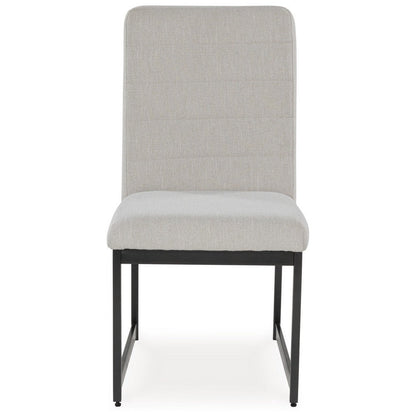 Benjara Myka Dining Side Chair Set of 2, Modern Sled Legs, Gray Polyester