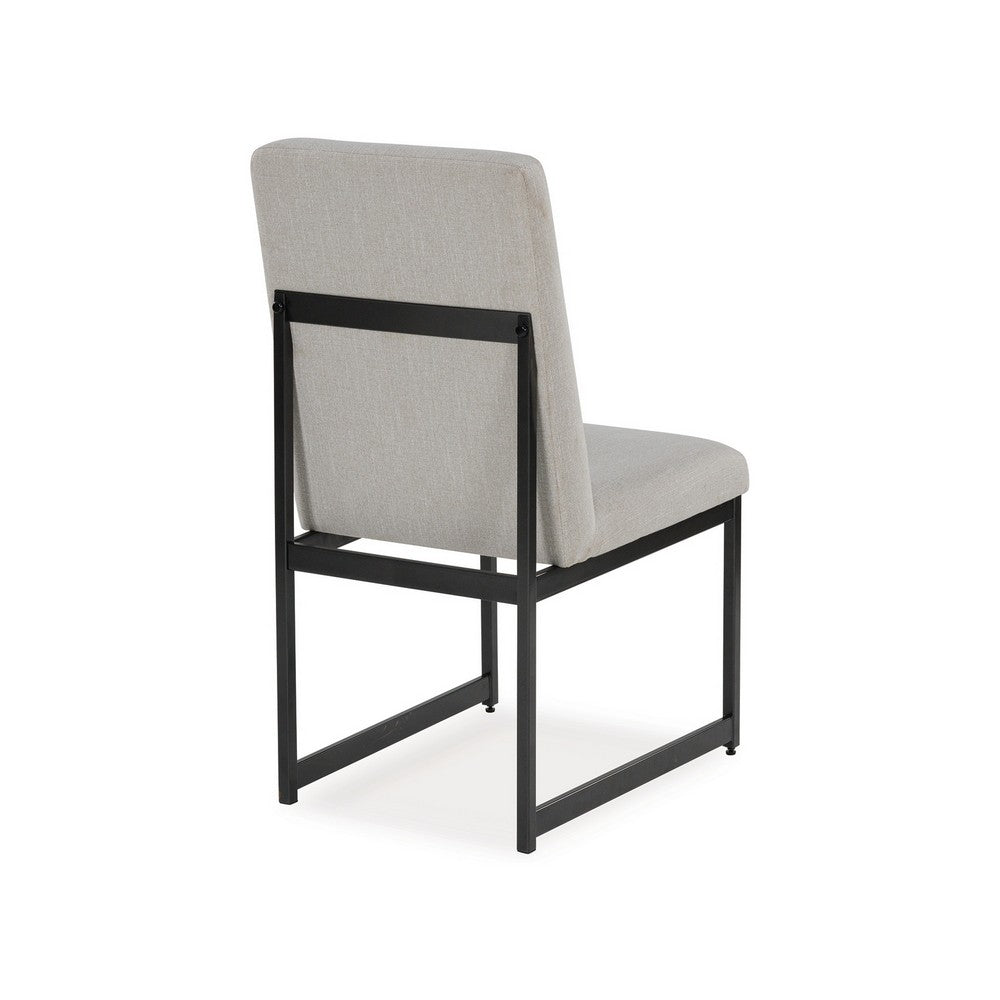Benjara Myka Dining Side Chair Set of 2, Modern Sled Legs, Gray Polyester