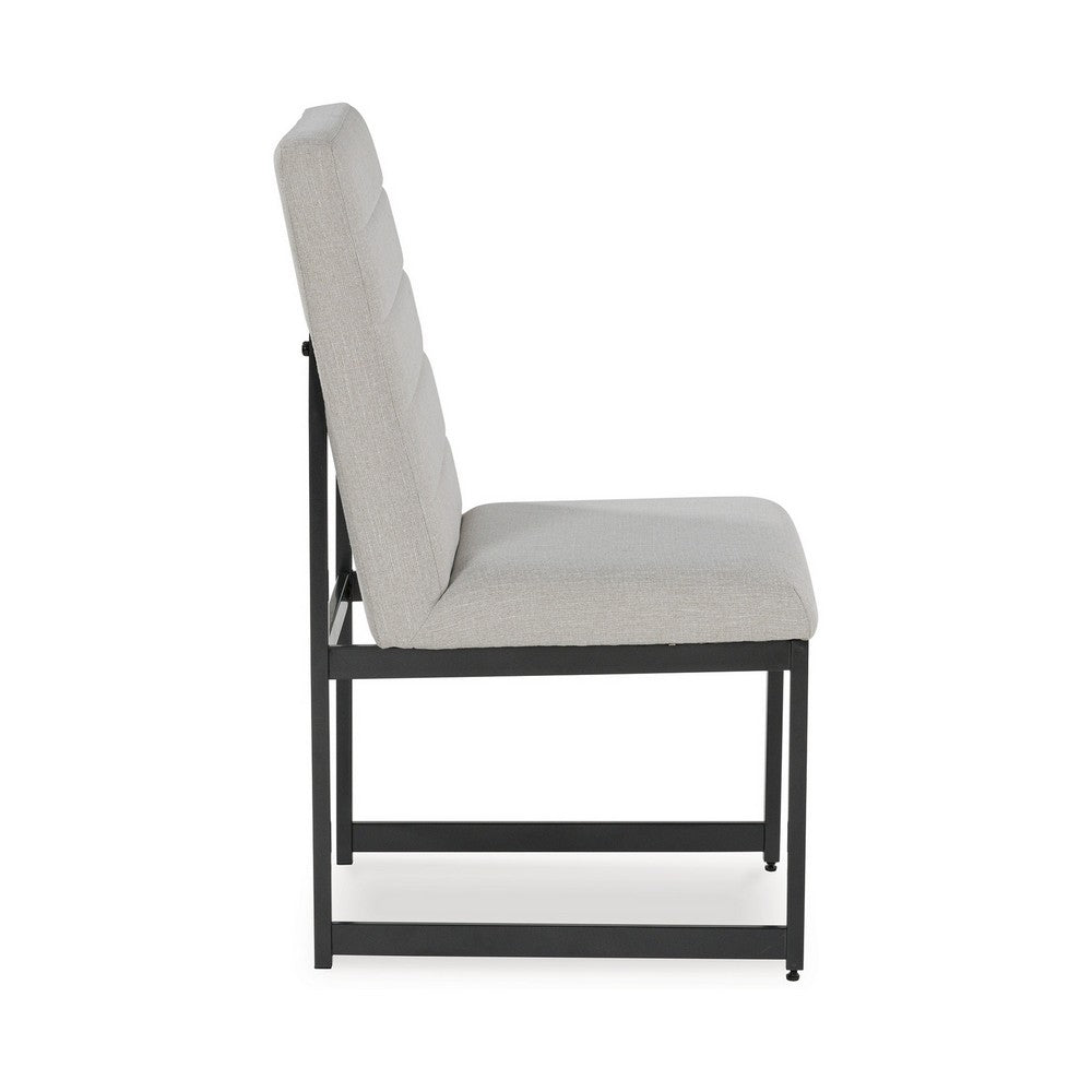 Benjara Myka Dining Side Chair Set of 2, Modern Sled Legs, Gray Polyester