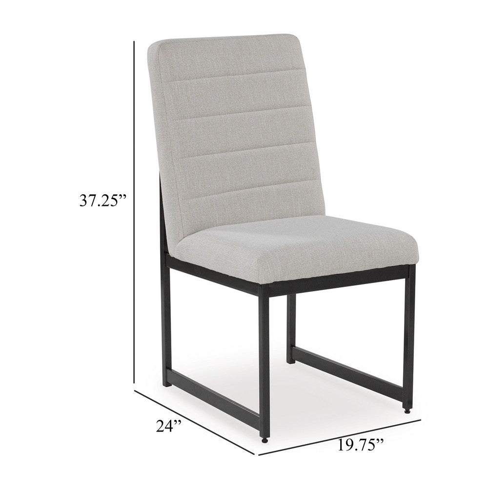 Benjara Myka Dining Side Chair Set of 2, Modern Sled Legs, Gray Polyester