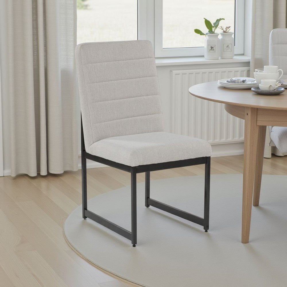 Benjara Myka Dining Side Chair Set of 2, Modern Sled Legs, Gray Polyester