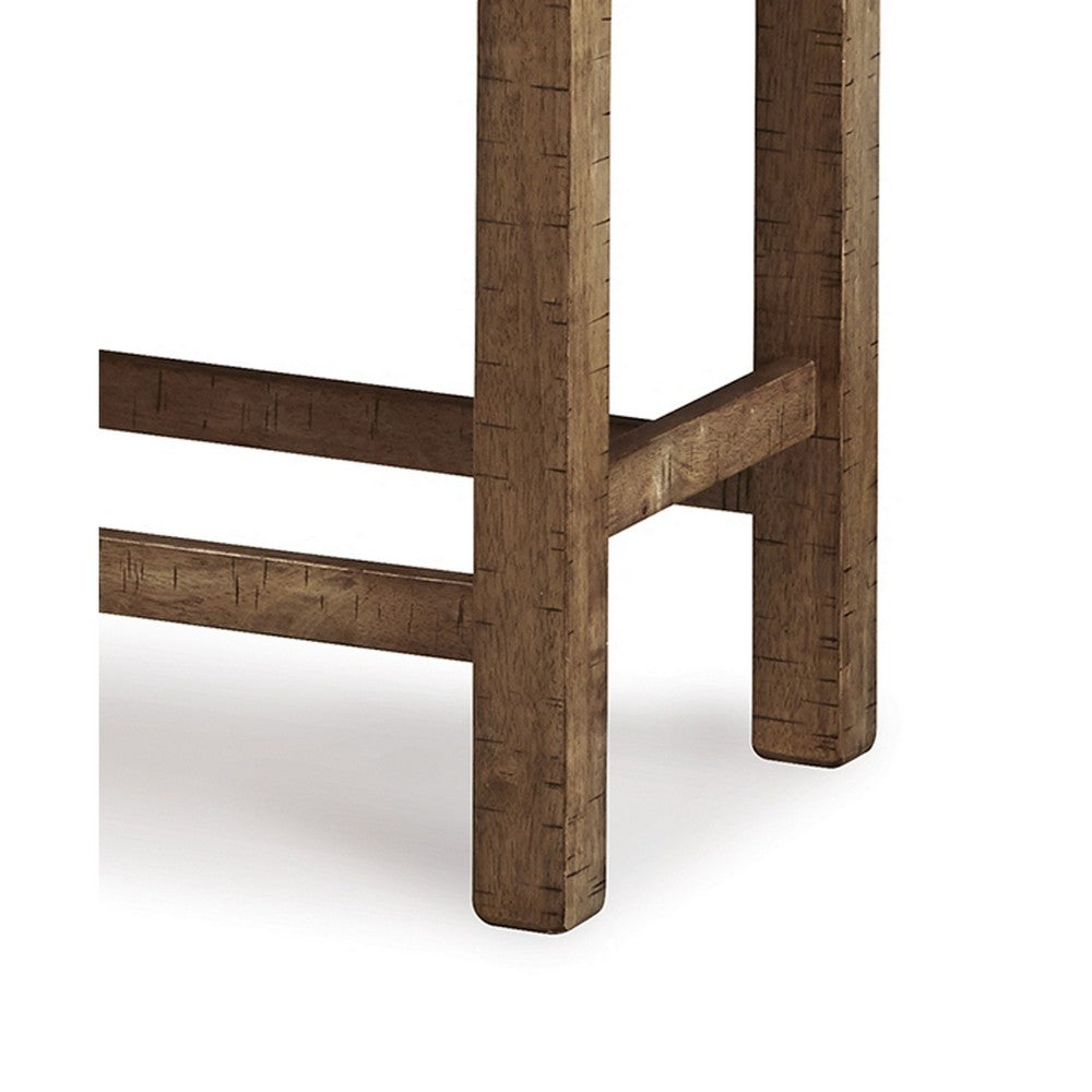 Benjara Chip Counter Height Bench, Nailhead Trim And Footrest, Nutmeg Wood