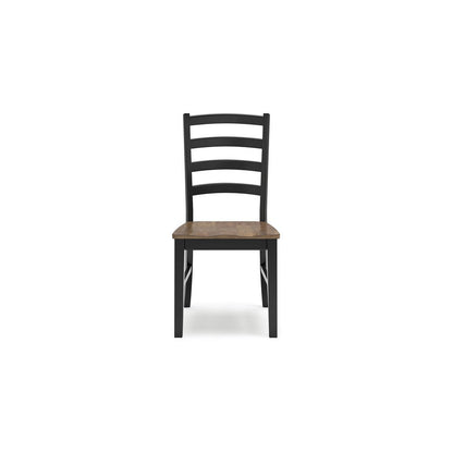 Benjara Fleur Dining Side Chair Set of 2, Black Ladderback, Brown Solid Wood