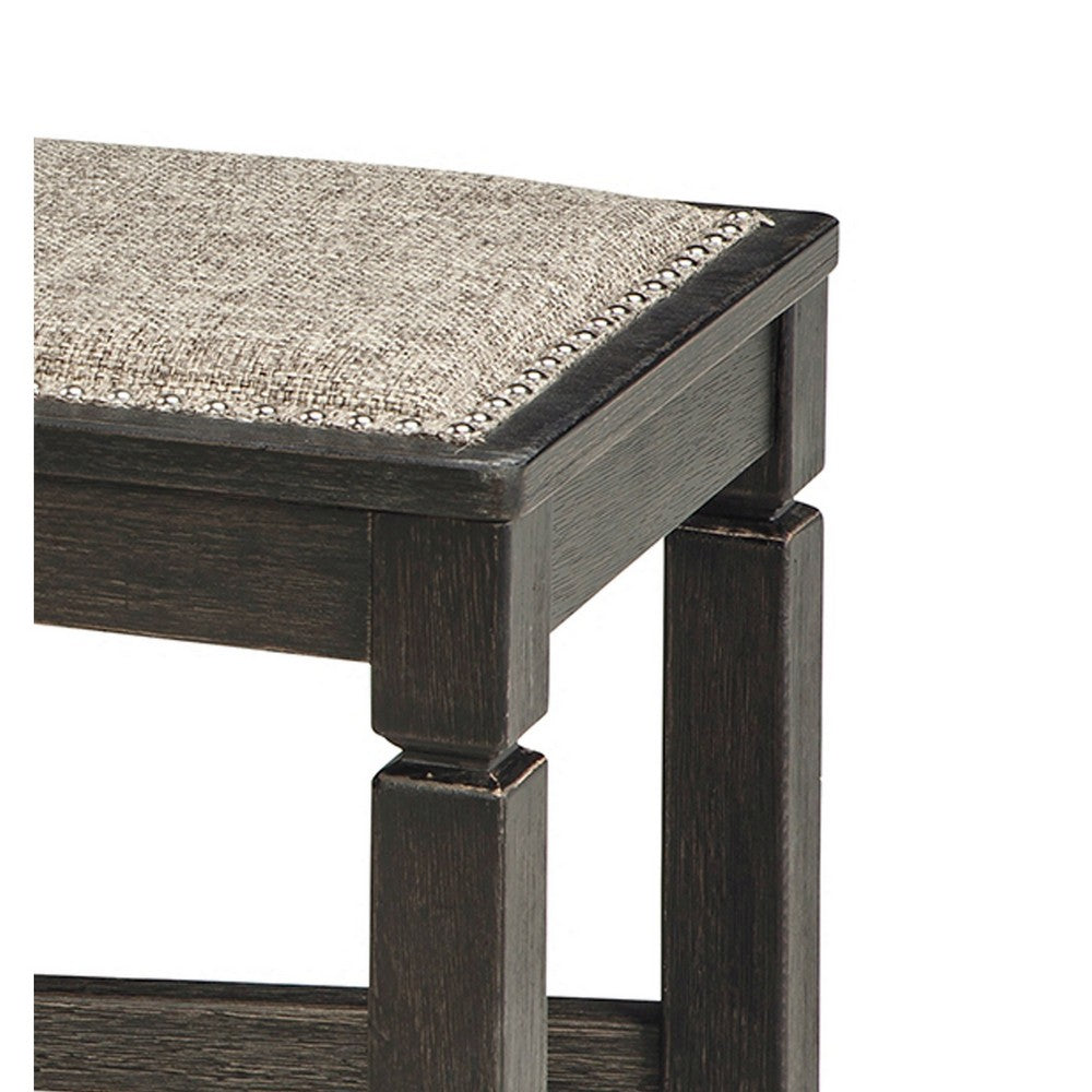 Benjara Trekk Dining Bench, X-Stretcher And Nailhead Trim, Black Wood, 50 Inch