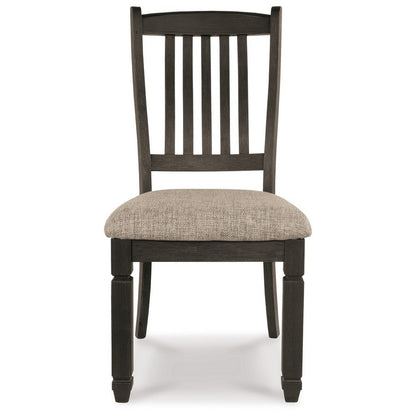 Benjara Trekk Dining Side Chair Set of 2, Slat Back Tapered Legs, Black Wood