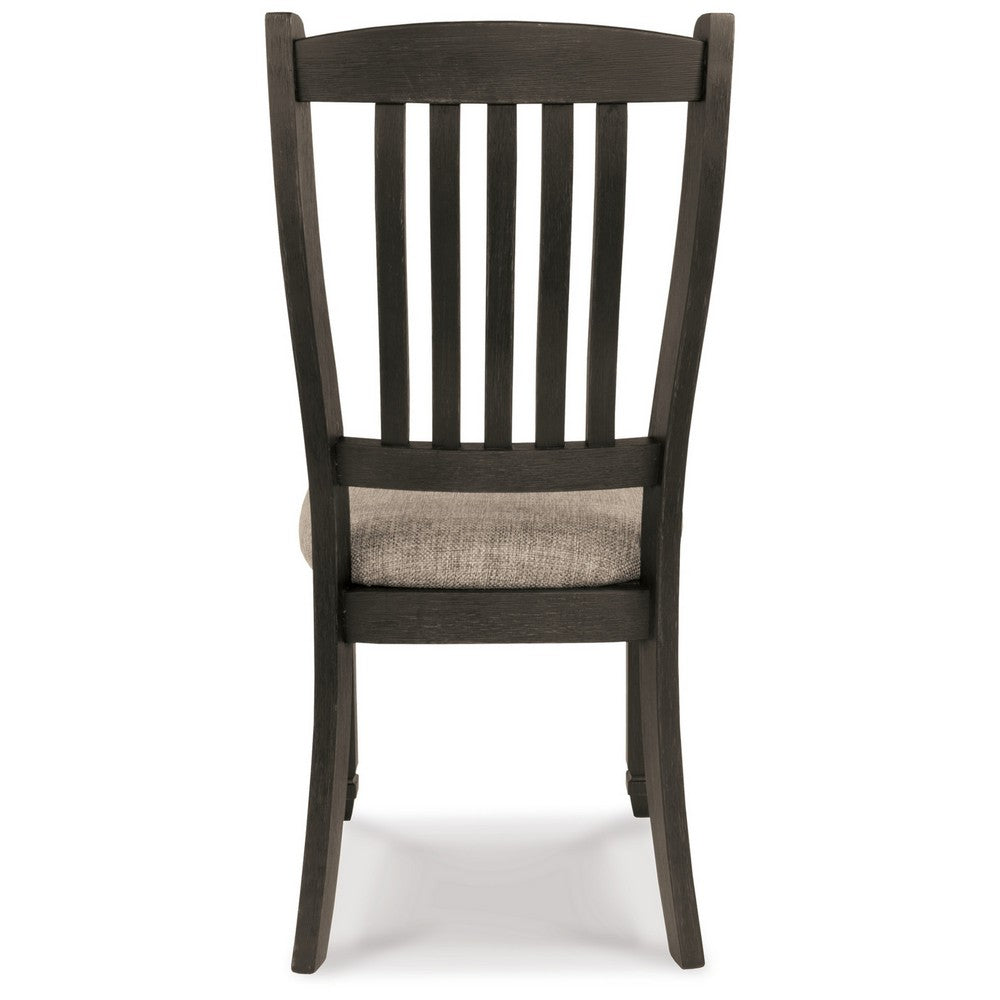 Benjara Trekk Dining Side Chair Set of 2, Slat Back Tapered Legs, Black Wood