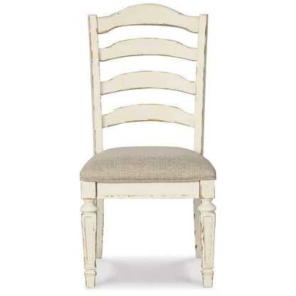 Benjara Alyn Dining Side Chair Set of 2, Ladderback, Distressed White Wood