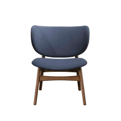 Benjara Isina Dining Side Chair, Slate Blue Polyester, Walnut Brown Solid Wood