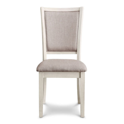 Benjara Han Dining Chair Set of 2, Light Brown Fabric, Beige Solid Rubberwood