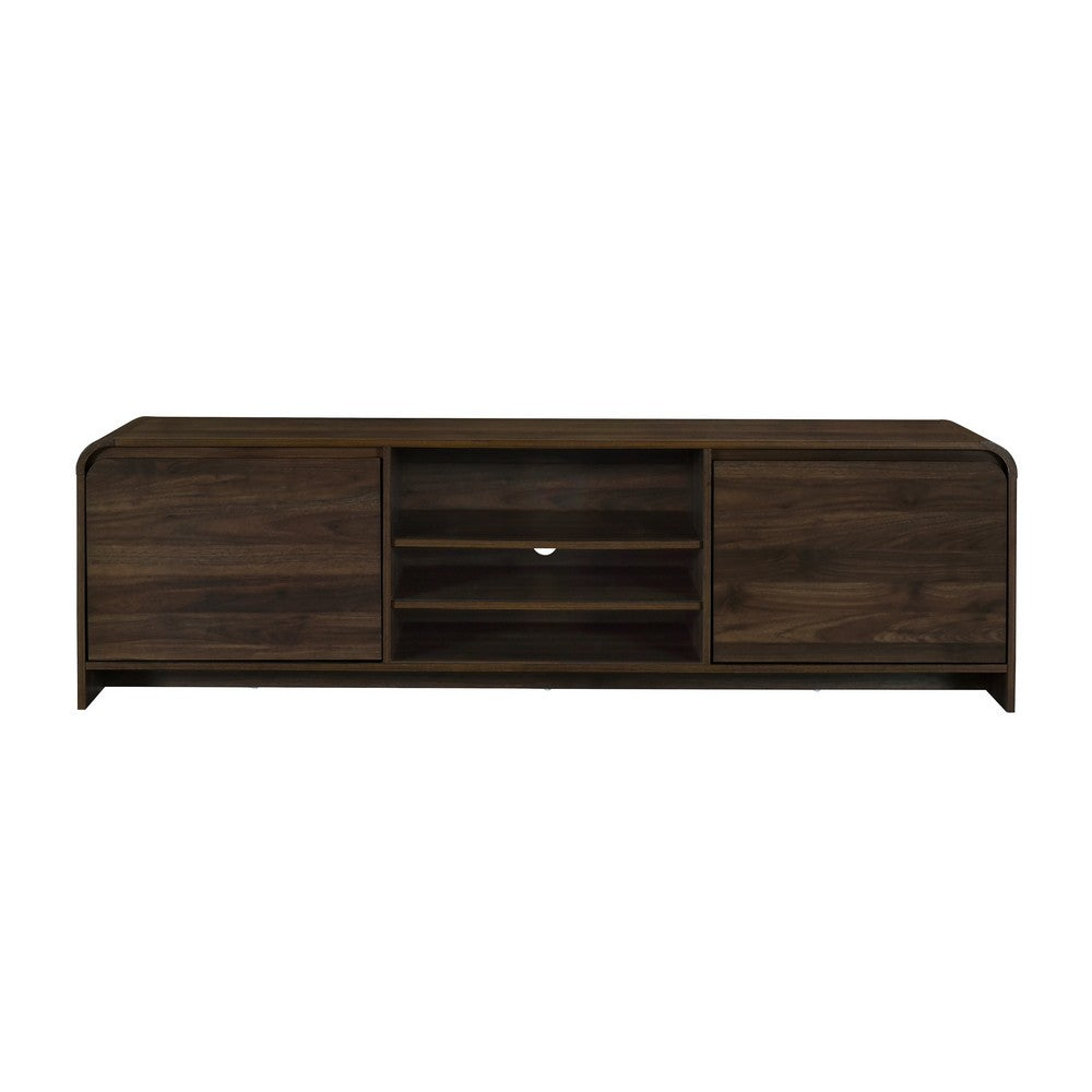 Benjara Maria TV Stand Media Cabinet, 2 Drawer And Shelves, Brown Wood 71 Inch