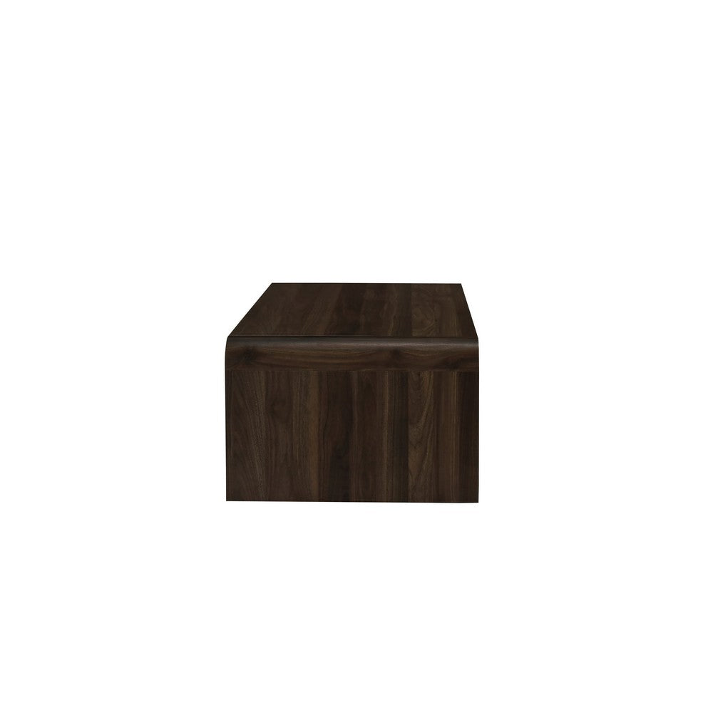 Benjara Maria Coffee Table, 2 Drawer And Waterfall Style, Brown Wood 47 Inch