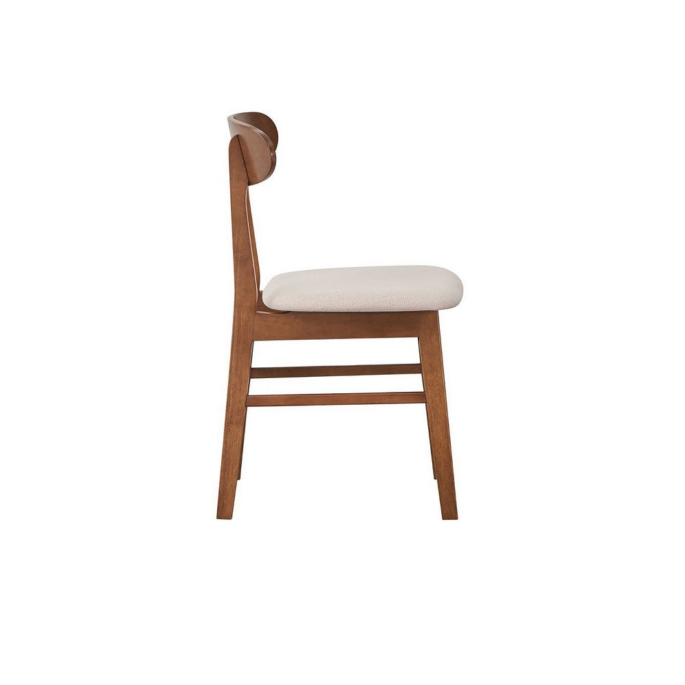 Benjara Rocco Dining Chair Set of 2, Curved Oval Backrest, Brown Rubberwood