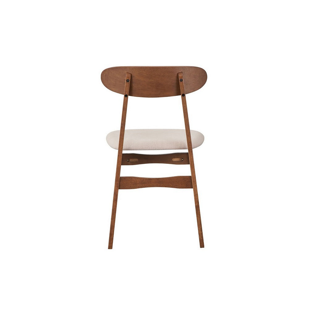 Benjara Rocco Dining Chair Set of 2, Curved Oval Backrest, Brown Rubberwood