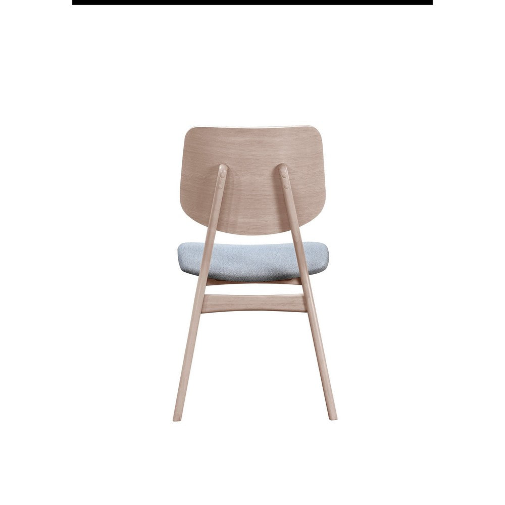 Benjara Scar Dining Chair Set of 2, Gray Polyester Seat, White Rubberwood