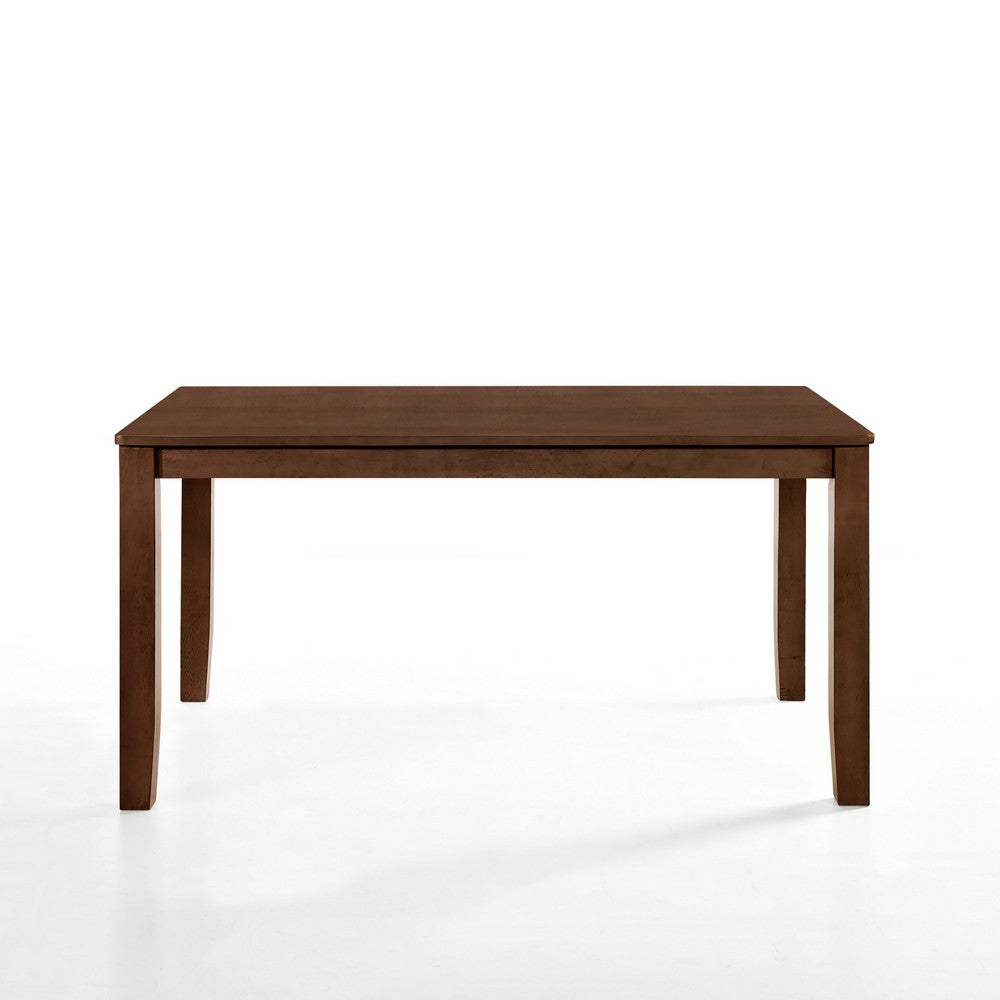 Benjara Accai Dining Table, Angled Legs, Rectangular Walnut Rubberwood 59 Inch