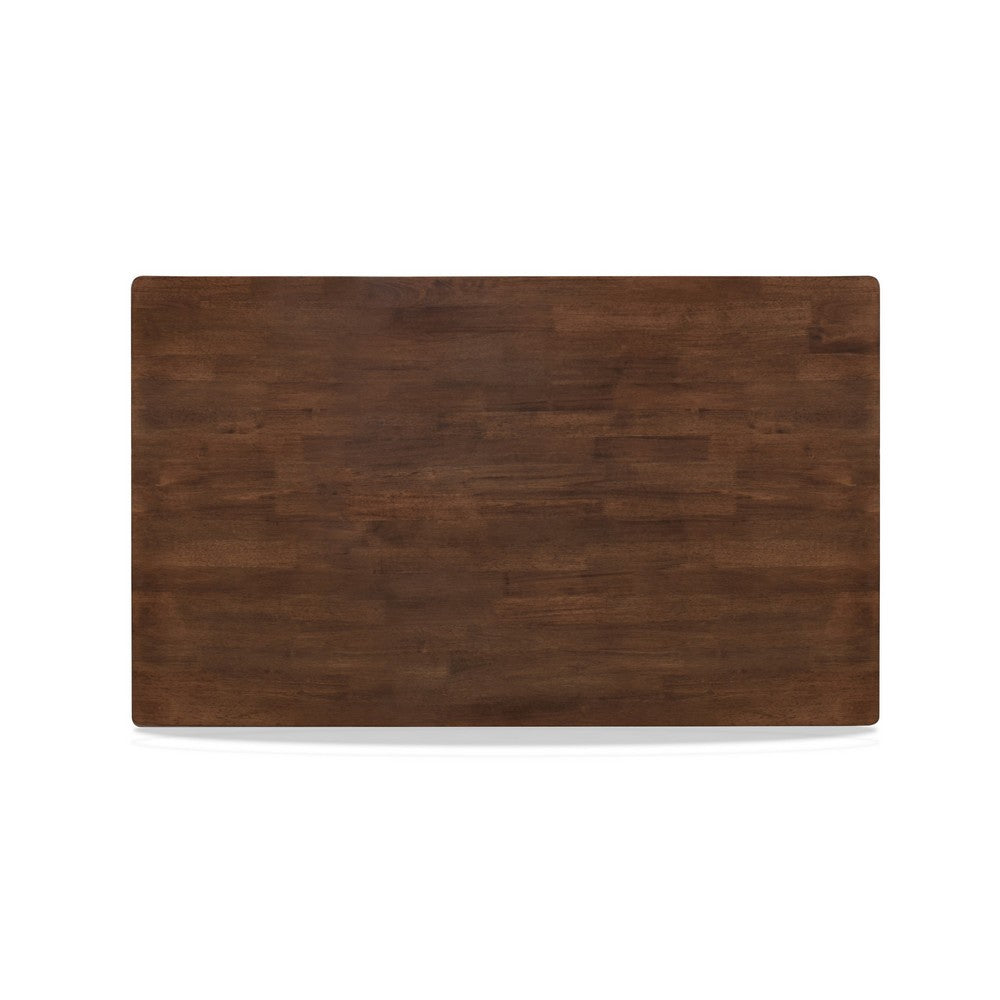 Benjara Accai Dining Table, Angled Legs, Rectangular Walnut Rubberwood 59 Inch