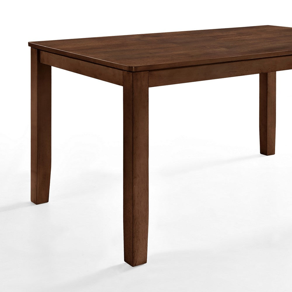 Benjara Accai Dining Table, Angled Legs, Rectangular Walnut Rubberwood 59 Inch