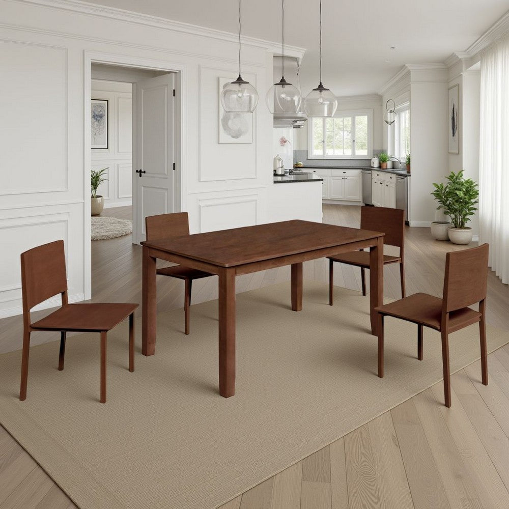 Benjara Accai Dining Table, Angled Legs, Rectangular Walnut Rubberwood 59 Inch