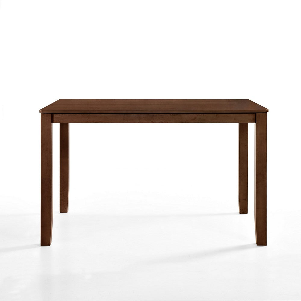 Benjara Accai Counter Height Dining Table, Angled Legs, Walnut Wood 59 Inch