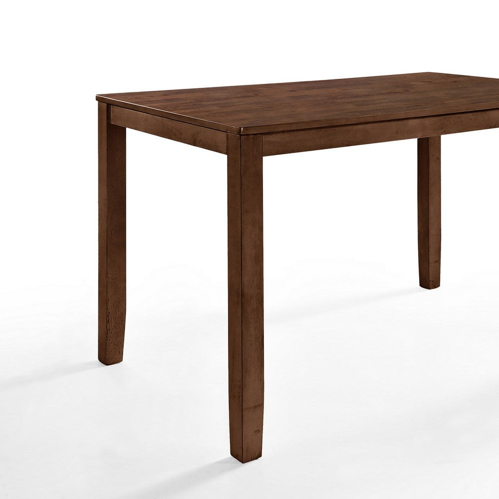 Benjara Accai Counter Height Dining Table, Angled Legs, Walnut Wood 59 Inch