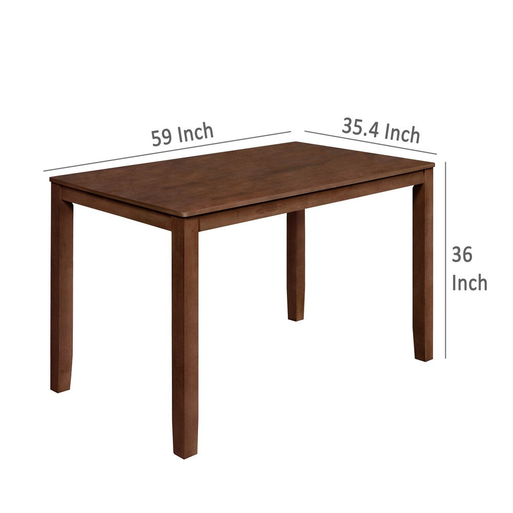 Benjara Accai Counter Height Dining Table, Angled Legs, Walnut Wood 59 Inch