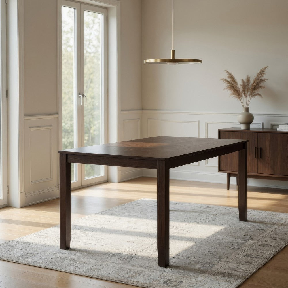 Benjara Accai Counter Height Dining Table, Angled Legs, Walnut Wood 59 Inch