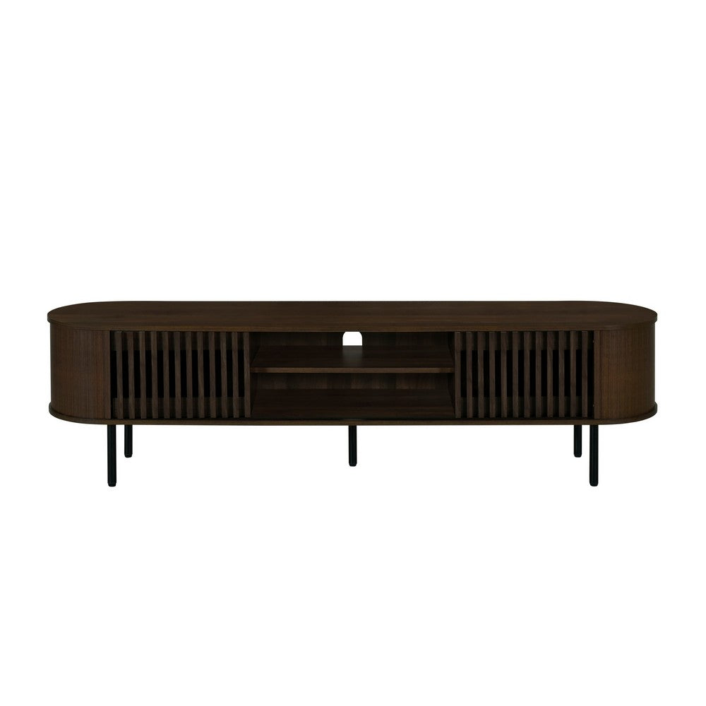 Benjara Brandon TV Stand Media Console, Shelf 2 Cabinets, Dark Brown, 71 Inch