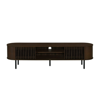 Benjara Brandon TV Stand Media Console, Shelf 2 Cabinets, Dark Brown, 71 Inch