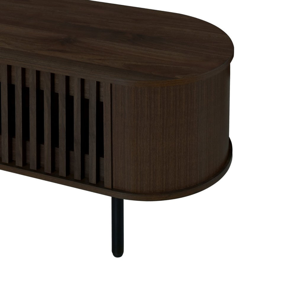 Benjara Brandon TV Stand Media Console, Shelf 2 Cabinets, Dark Brown, 71 Inch