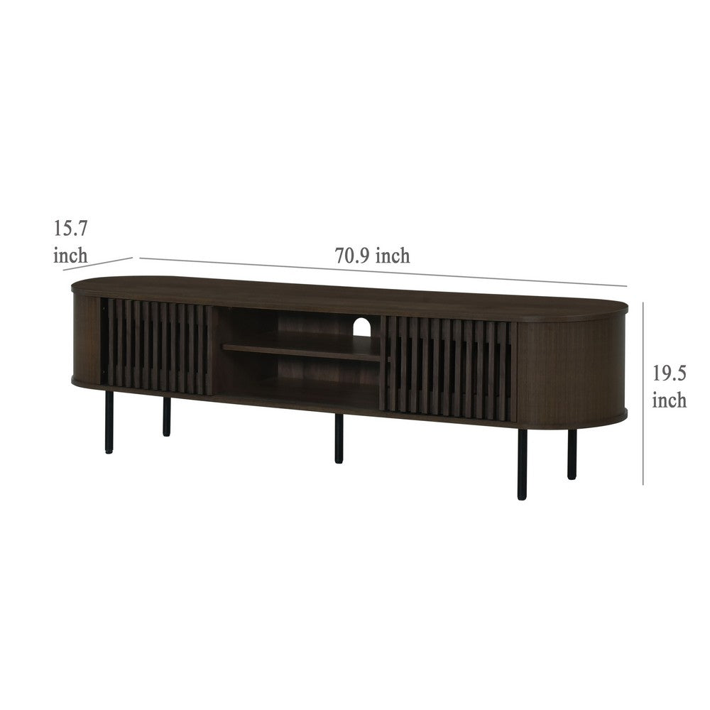 Benjara Brandon TV Stand Media Console, Shelf 2 Cabinets, Dark Brown, 71 Inch