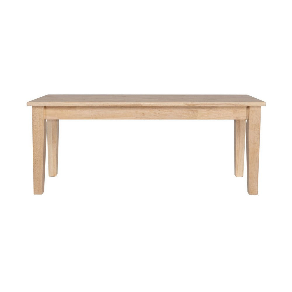 Benjara Nova Dining Bench, Shaker Style, Blonde Oak Brown Rubberwood, 44 Inch