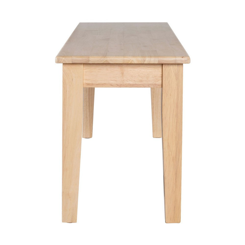 Benjara Nova Dining Bench, Shaker Style, Blonde Oak Brown Rubberwood, 44 Inch