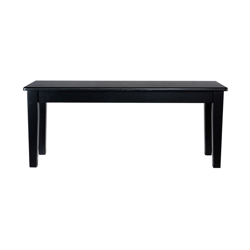 Benjara Nova Dining Bench, Shaker Style, High Gloss Black Rubberwood, 44 Inch