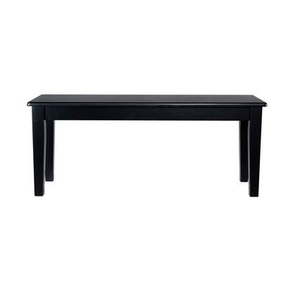 Benjara Nova Dining Bench, Shaker Style, High Gloss Black Rubberwood, 44 Inch