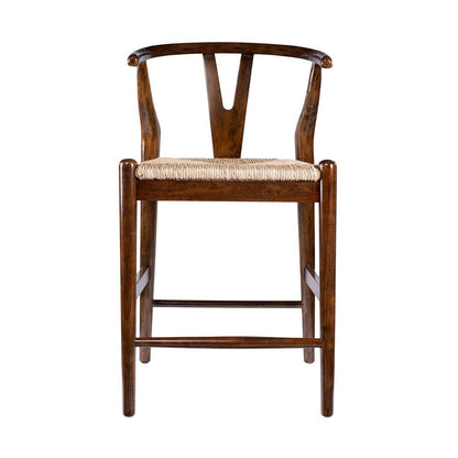 Benjara Cera Counter Stool Chair, Handwoven Rope, Cappuccino Brown
