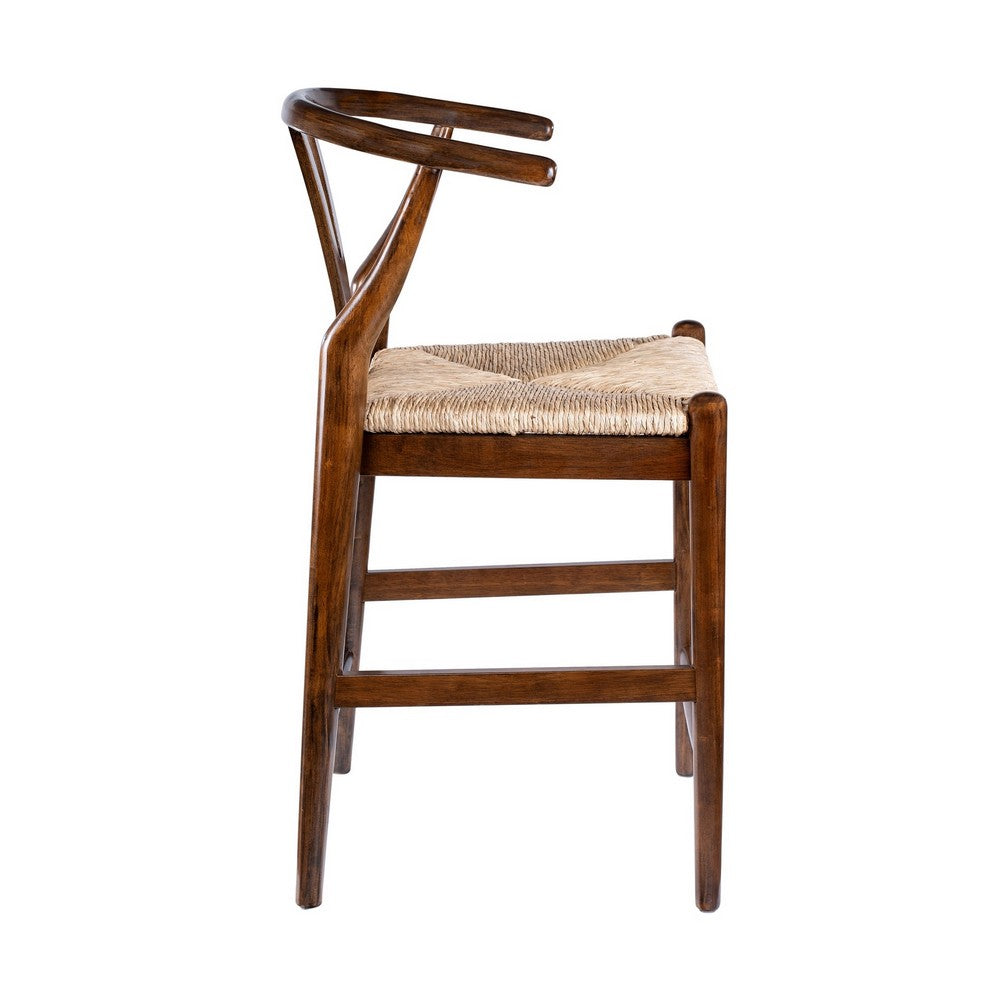 Benjara Cera Counter Stool Chair, Handwoven Rope, Cappuccino Brown