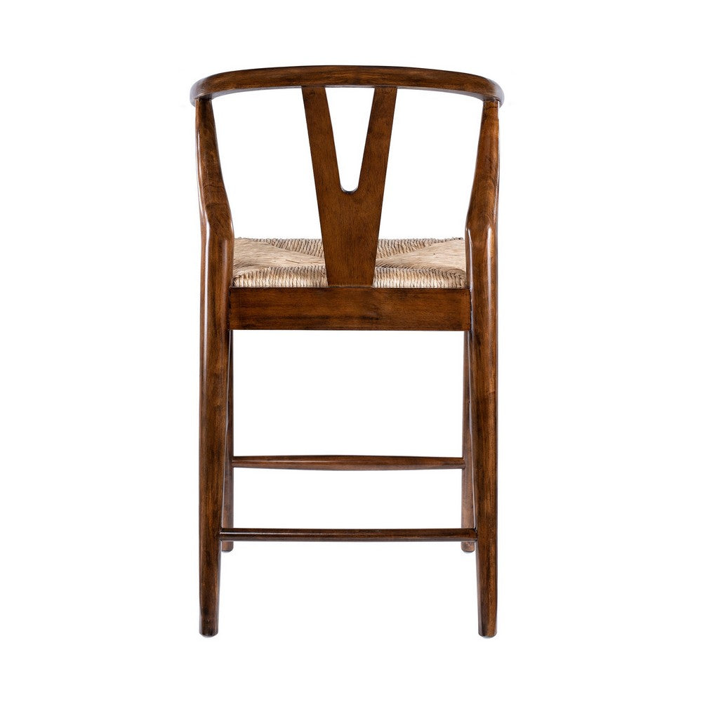 Benjara Cera Counter Stool Chair, Handwoven Rope, Cappuccino Brown